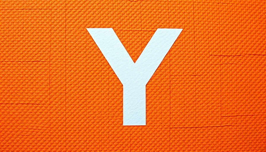 Stylized Y shape on orange textured background, AI Image Generator theme.