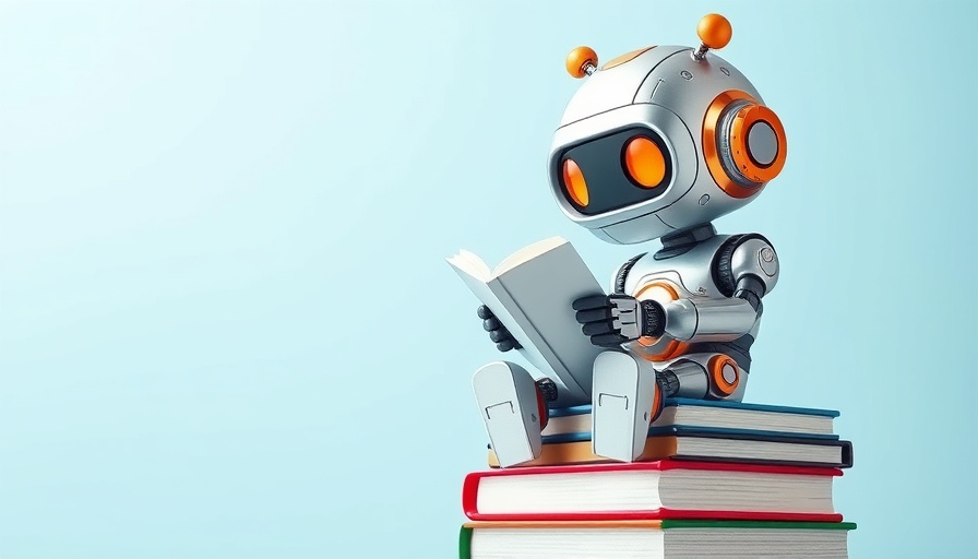 Cute robot reading on a stack of books, Amazon Quick Commerce