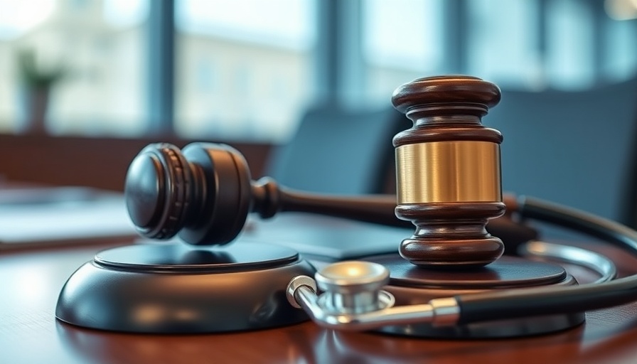 AI healthcare risks illustrated by gavel and stethoscope.