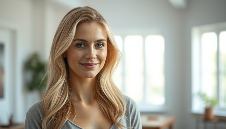Serene indoor portrait of a smiling blonde woman.