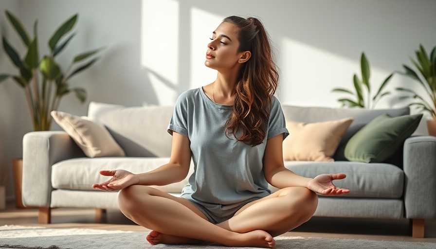 Serene woman practicing relaxation, portfolio diet concept, photorealistic
