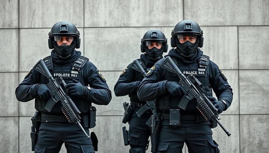 Tactical police officers in black gear for national security.