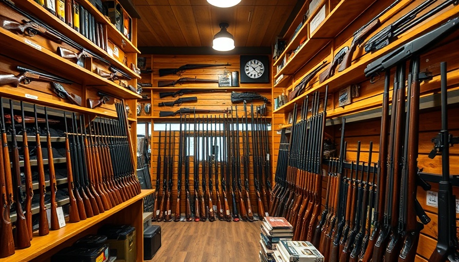 Guns displayed in Colorado store showcasing firearm tax implications.