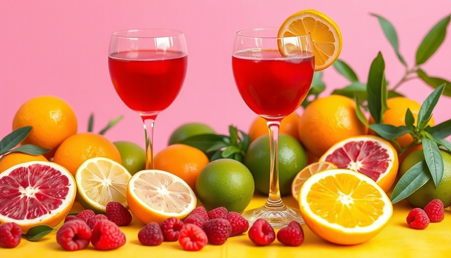 Colorful citrus and drinks on table for anxiety diet