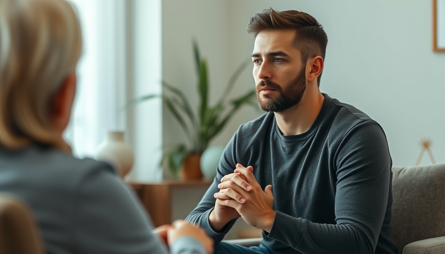 Schema Therapy session with a male patient and therapist in an office.