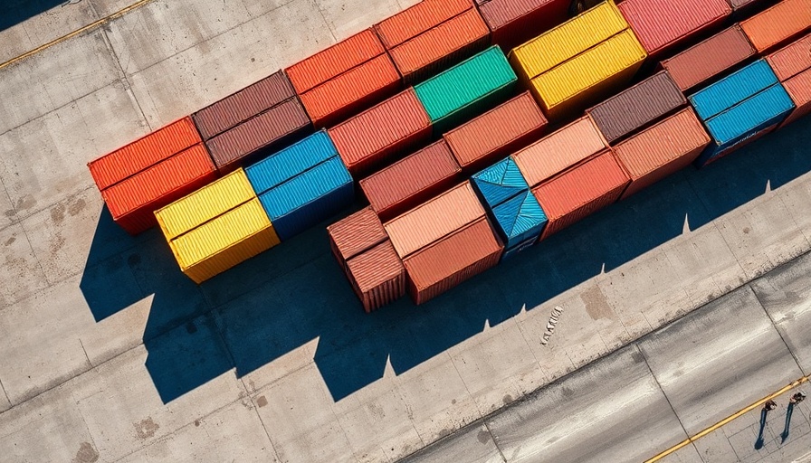 Aerial view of shipping containers illustrating AI security.