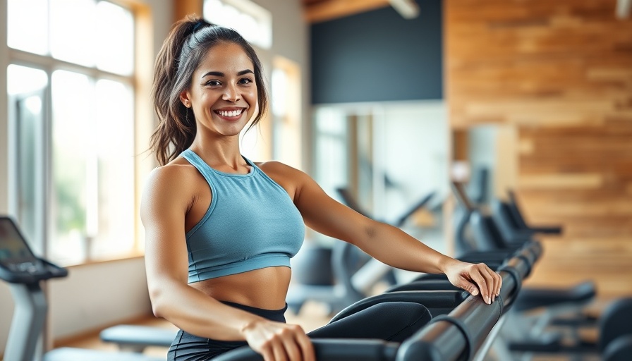 Woman exercising in a studio, smiling confidently, Infradian Rhythm
