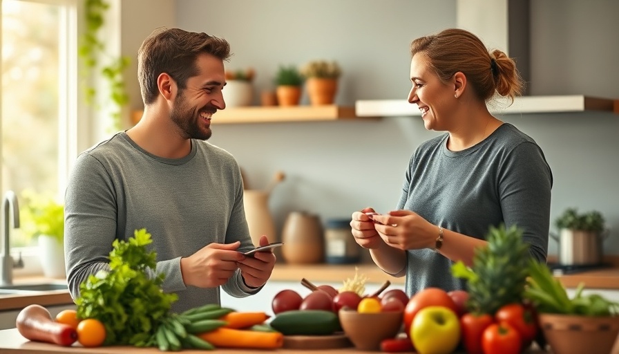 Couple cooking healthy foods as part of colon cancer prevention.