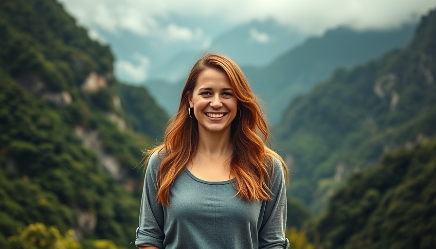 Happy woman outdoors, promoting neuronscientific therapy benefits.