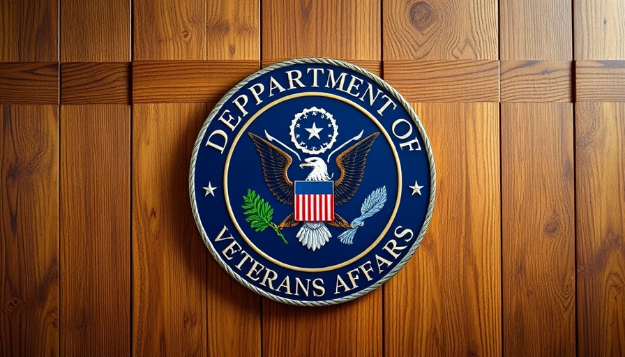 Department of Veterans Affairs emblem on wooden wall, Oracle EHR.