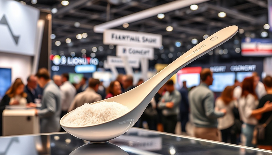 Innovative electric salt spoon showcased at a trade event.
