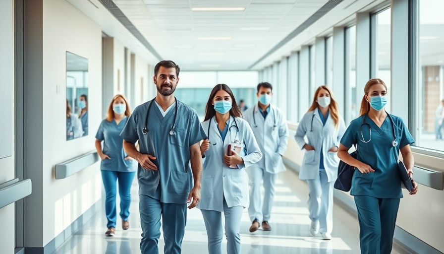 Healthcare professionals in scrubs walking in hospital for Ardent Health Expansion.