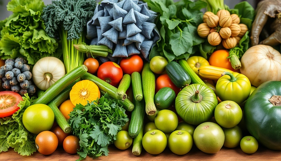 Vibrant green circulation boosting foods on wooden table.