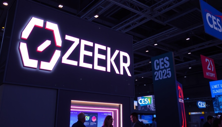 ZEEKR booth at CES 2025 with illuminated logo sign.