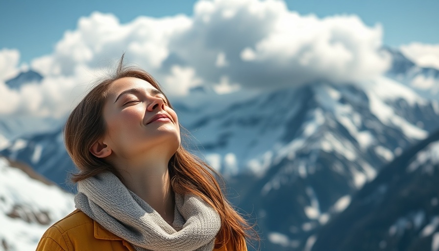 Young woman in serene mountains under zodiac full moon.