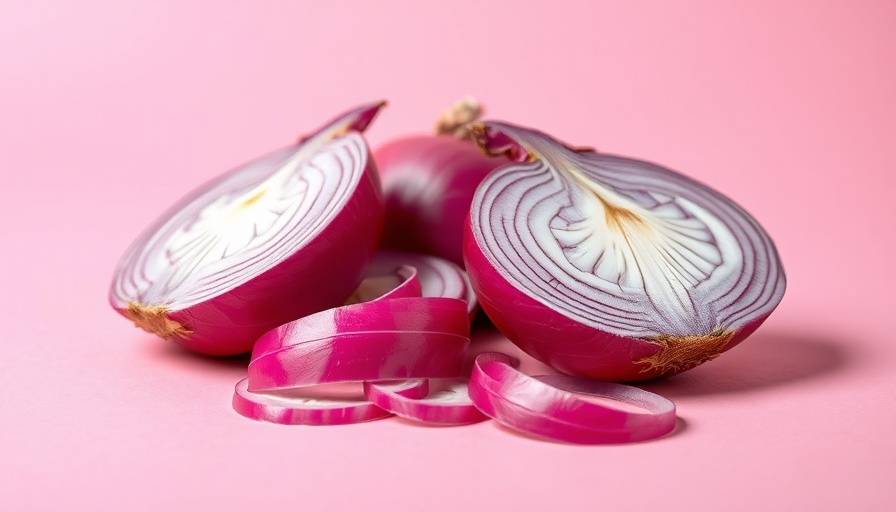 Vibrant sliced onions on pastel background, pickled onions.