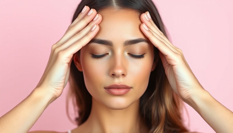 Face yoga practice with gentle forehead massage