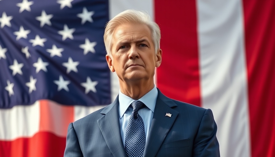 Prominent figure during inauguration with American flag backdrop.