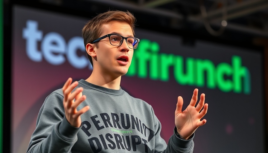 Young man discussing on stage at Perplexity acquisition event.