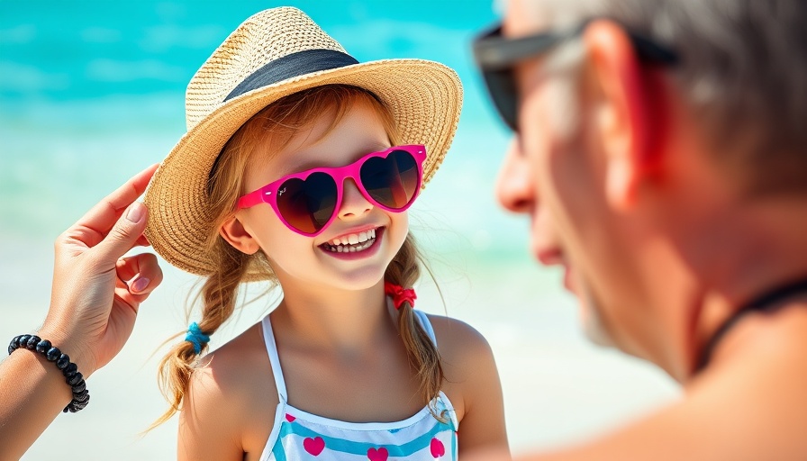 Young girl enjoys safe sunshine at the beach.