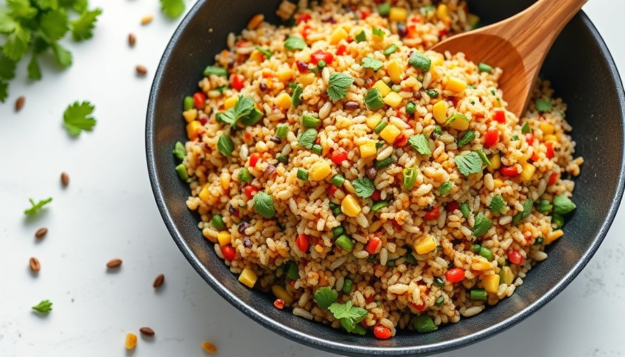 Healthy starches: colorful quinoa salad with vegetables.