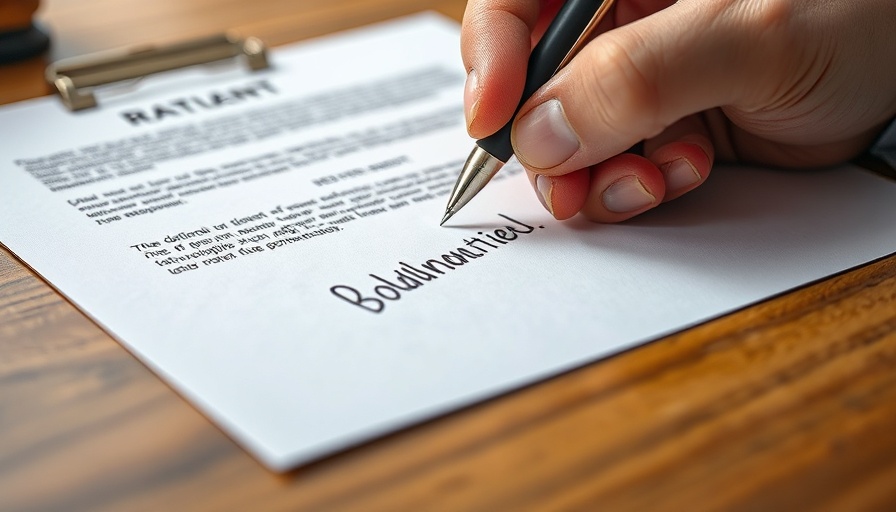 Close-up of signing health care reform document with pen.
