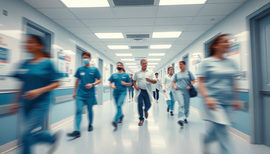 Urgent healthcare scene with medical staff in motion blur.