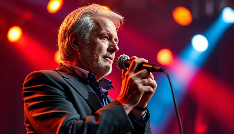 Musician performing on stage with dynamic lighting, highlighting AI copyright protection theme.