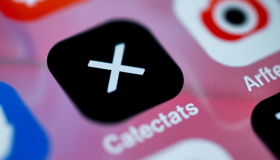 Close-up of app icons showcasing a stylized white X icon, debt sale concept.