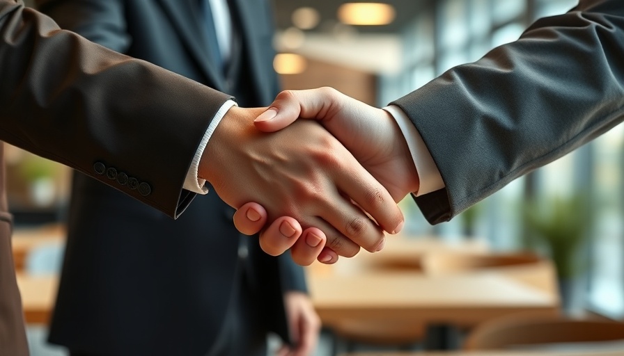 AI in Healthcare collaboration handshake in modern office.