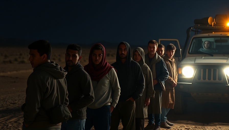 Migrants at night near a vehicle, Eric Adams Migrant Crisis.
