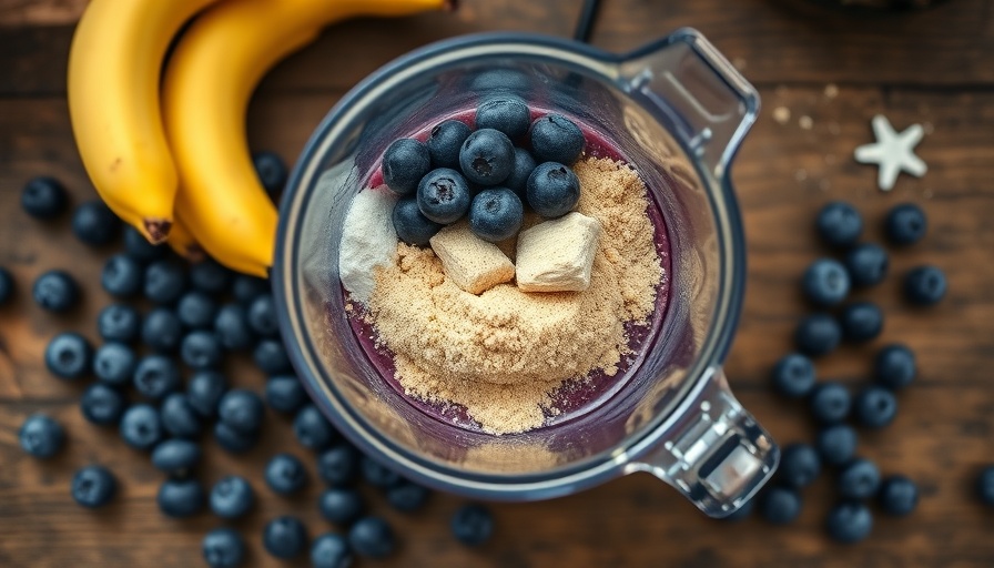 Smoothie ingredients including bananas and blueberries for glowing skin.