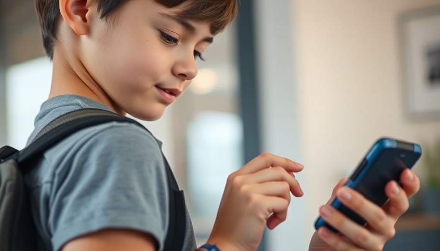 Student using diabetes technology in school setting.