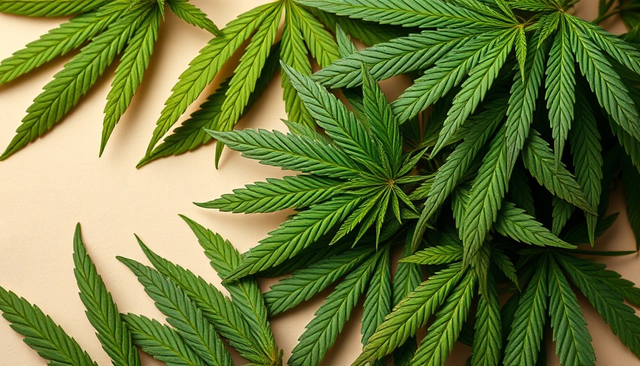 Cannabis leaves overlapping, detailed view.