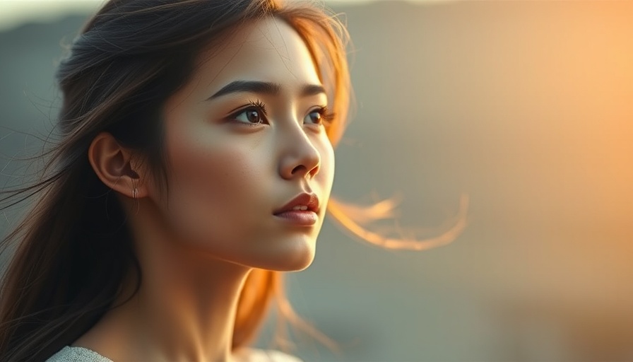 Young woman exhibits oily dehydrated skin glowing naturally.
