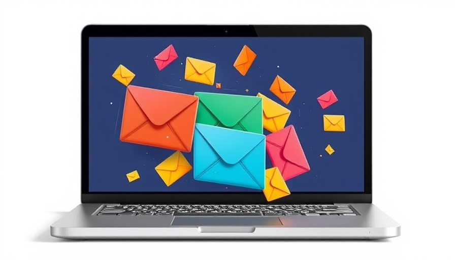 Colorful envelopes emerging from a laptop symbolizing digital outreach.