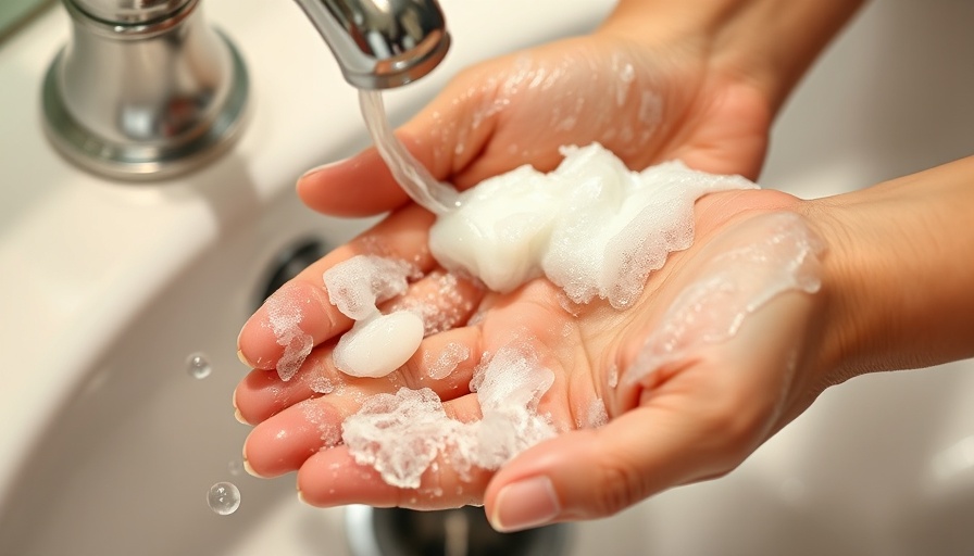 Hands washing with soap, emphasizing hand hygiene.
