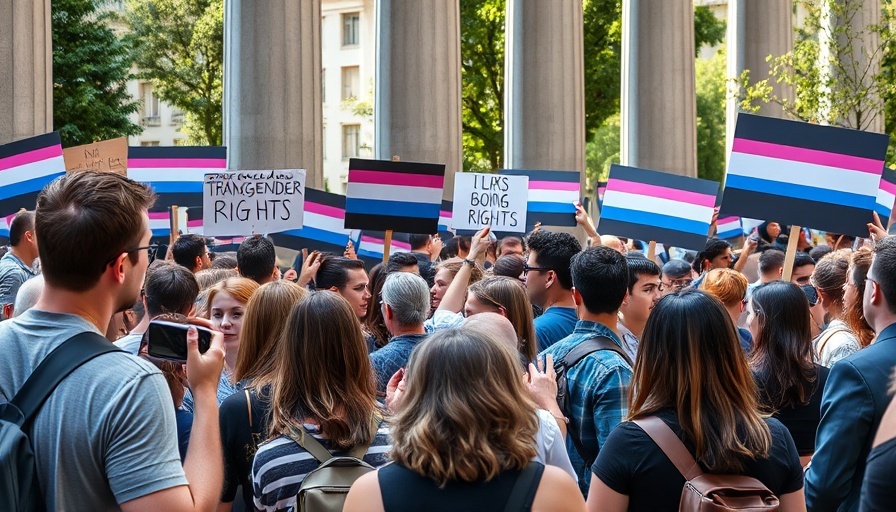 Protesters advocating for gender-affirming care and transgender rights.