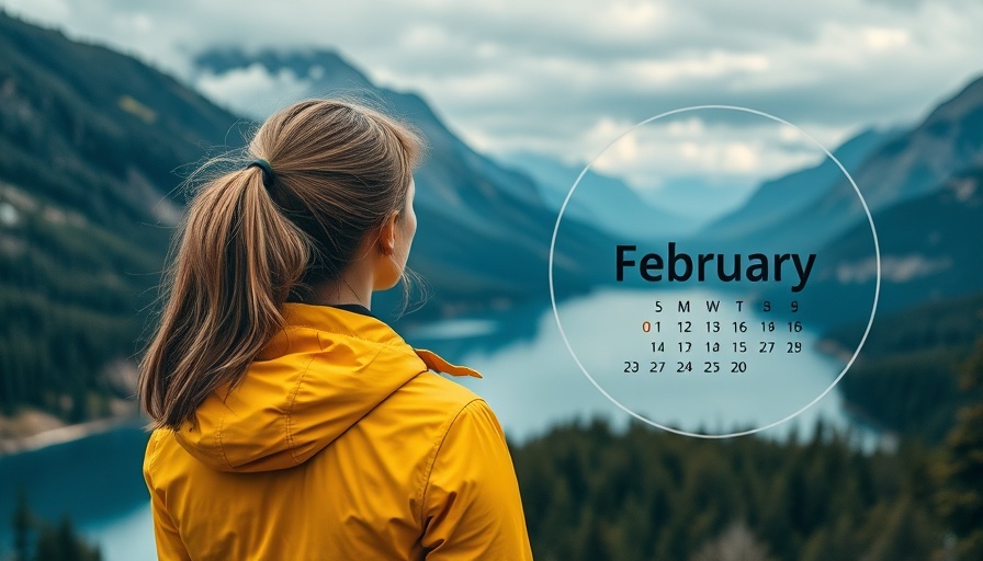 February horoscope theme with scenic mountain view and calendar highlighting February.