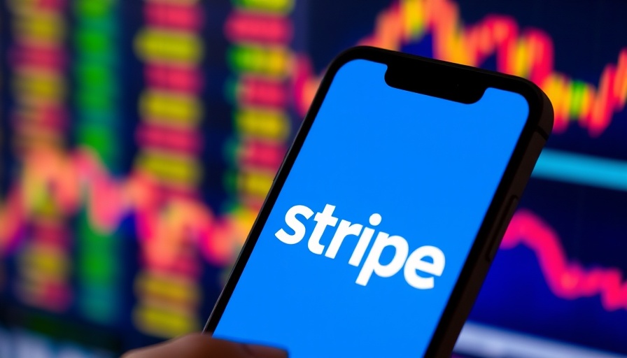 Smartphone showing Stripe logo, startup partnerships context.