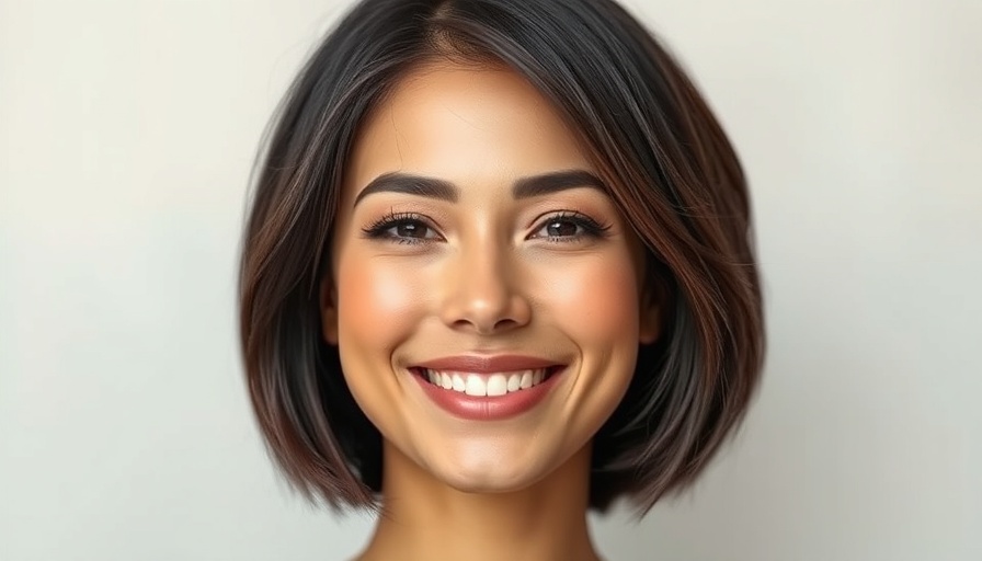 Smile enhancement close-up of a woman smiling with red lipstick.