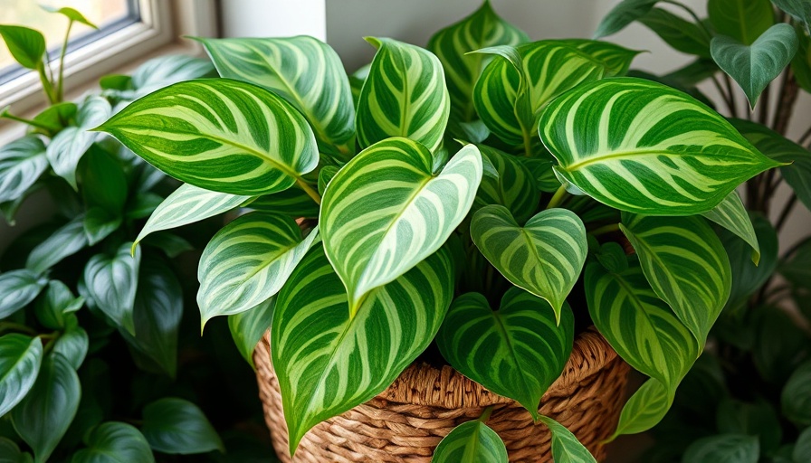 Healthy philodendron care in bright light with variegated leaves.