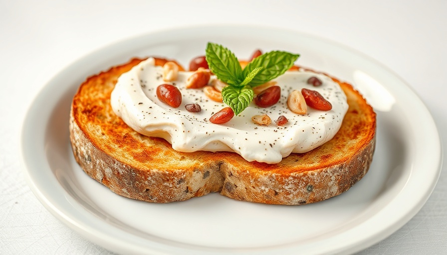 Toasted bread with spread and nuts highlighting food allergies.