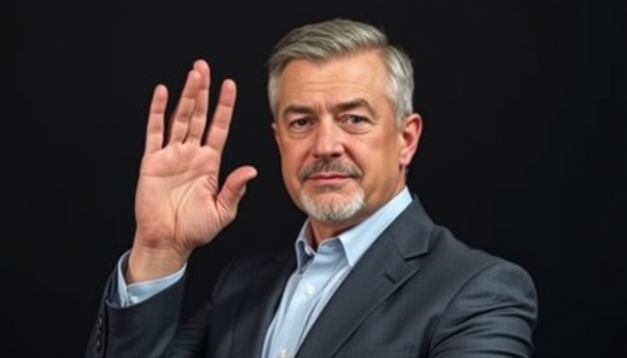 Confident man's gesture in a formal suit, Trump meme coin theme.