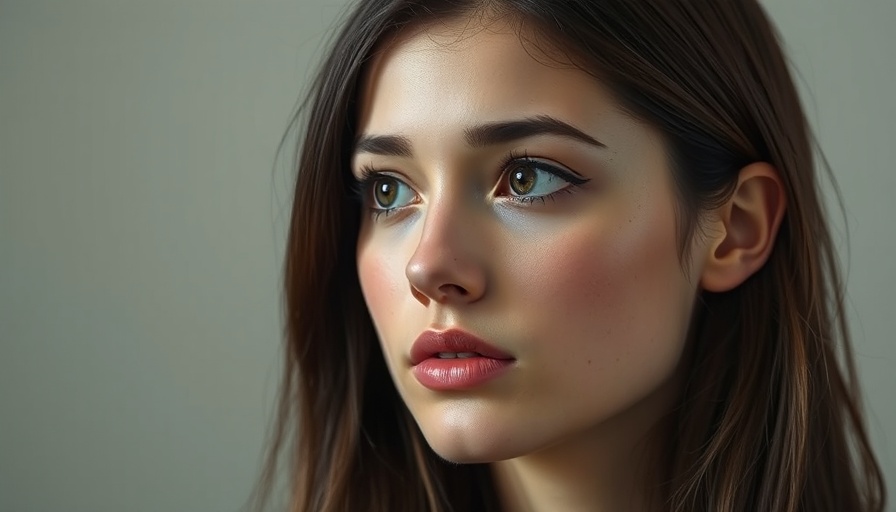 Thoughtful young woman contemplating workplace harassment, soft lighting.