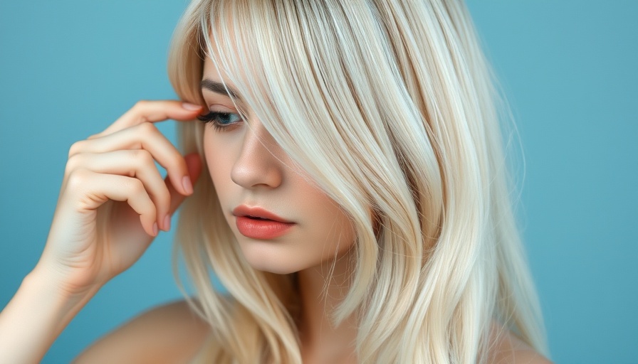 Blonde woman combing long hair, focusing on oily hair care.