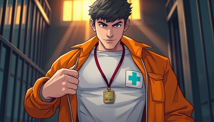 Incarcerated youth revealing healthcare badge in cell.