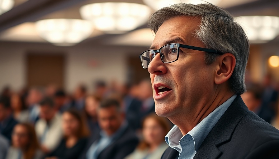 AI safety expert discussing at tech conference.