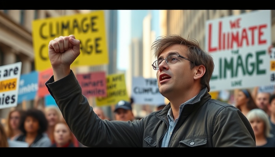 Rally speaker addressing climate action amid EPA funding freeze.