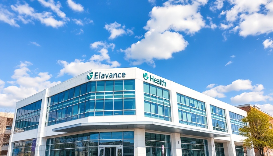 Modern Elevance Health building under a clear blue sky for stop-loss insurance.